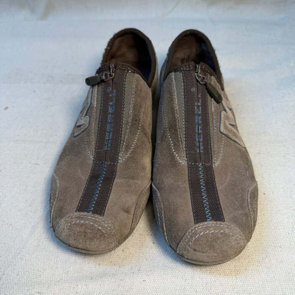 Merrell Arabesque Suede Slip-On Shoes Brown Zip-Up